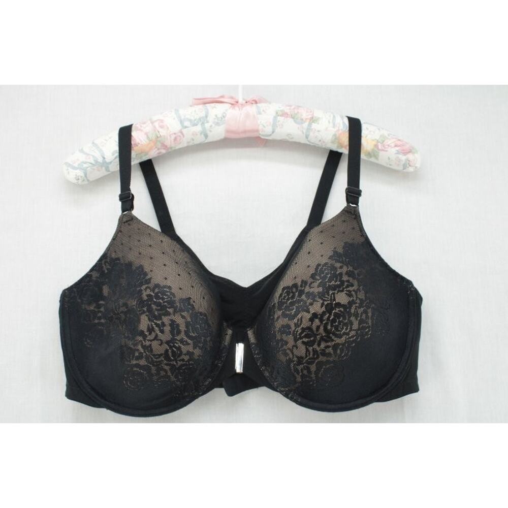 Soma Posture Bra size 38DD Black Lace Front Closure Underwire